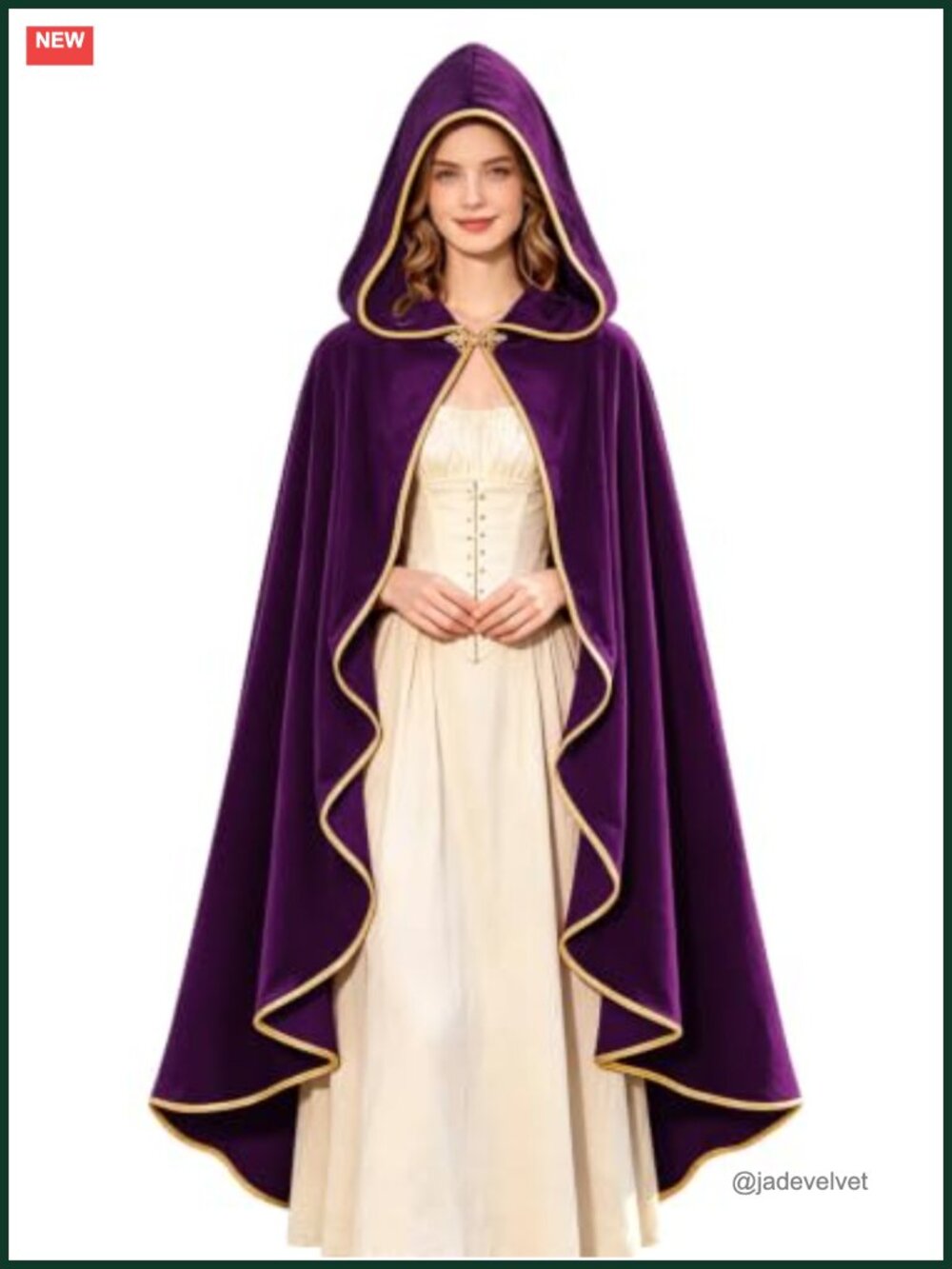 Velvet Hooded Medieval Cloak Renaissance Cape Halloween Costume